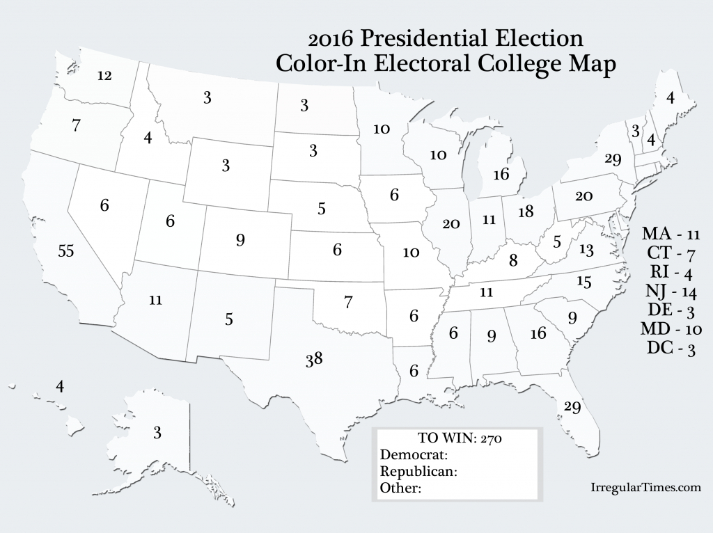 Blank Electoral College Map 2016 Printable Printable Maps