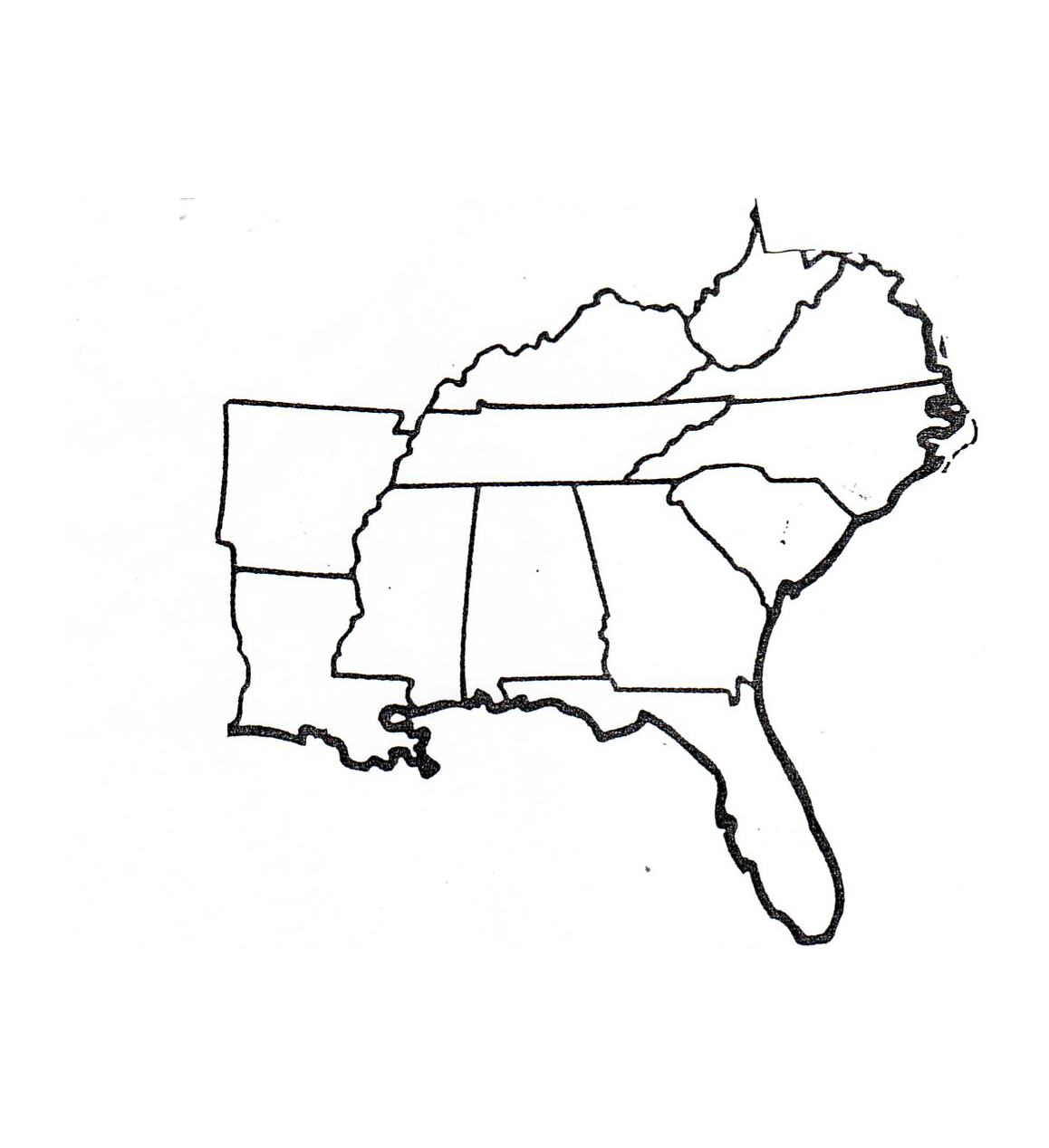 Blank Map Of Southeast Region Within Us Southeast Region Southeast