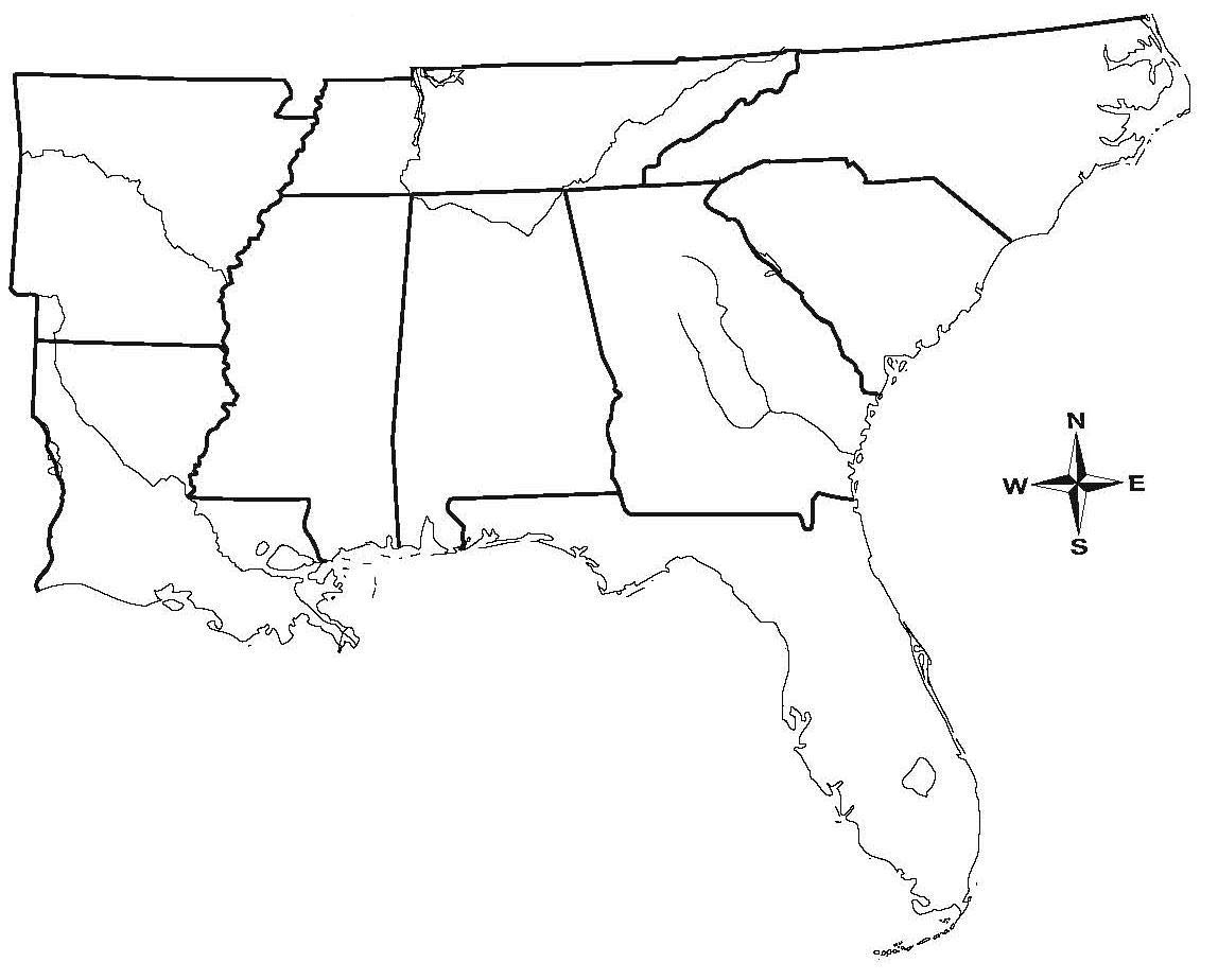 Blank Map Of The Southern United States 