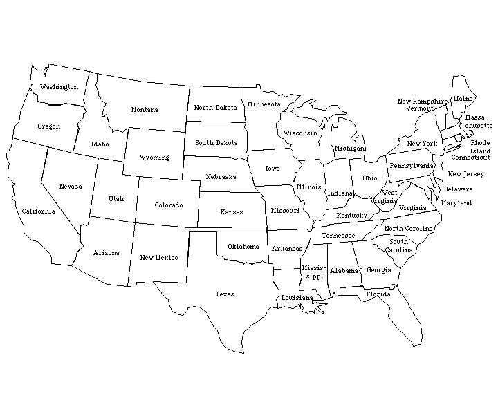 Blank Map Of The United States Labeled