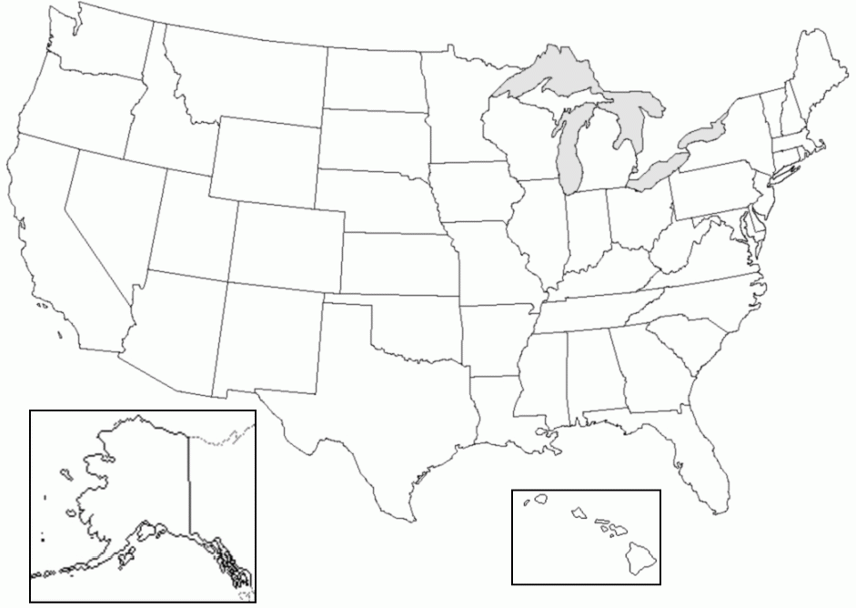 Blank Map Of United States Worksheet