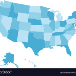 Blank Map Of USA In Four Shades Of Blue Royalty Free Vector