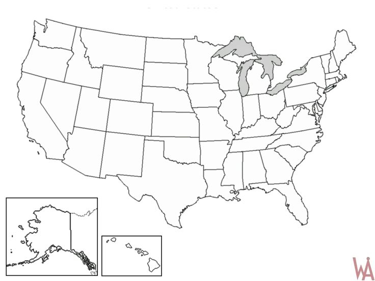Blank Outline Map 10 Of The USA WhatsAnswer Us Map Printable 