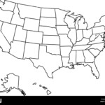 Blank Outline Map Of United States Of America Simplified Vector Map