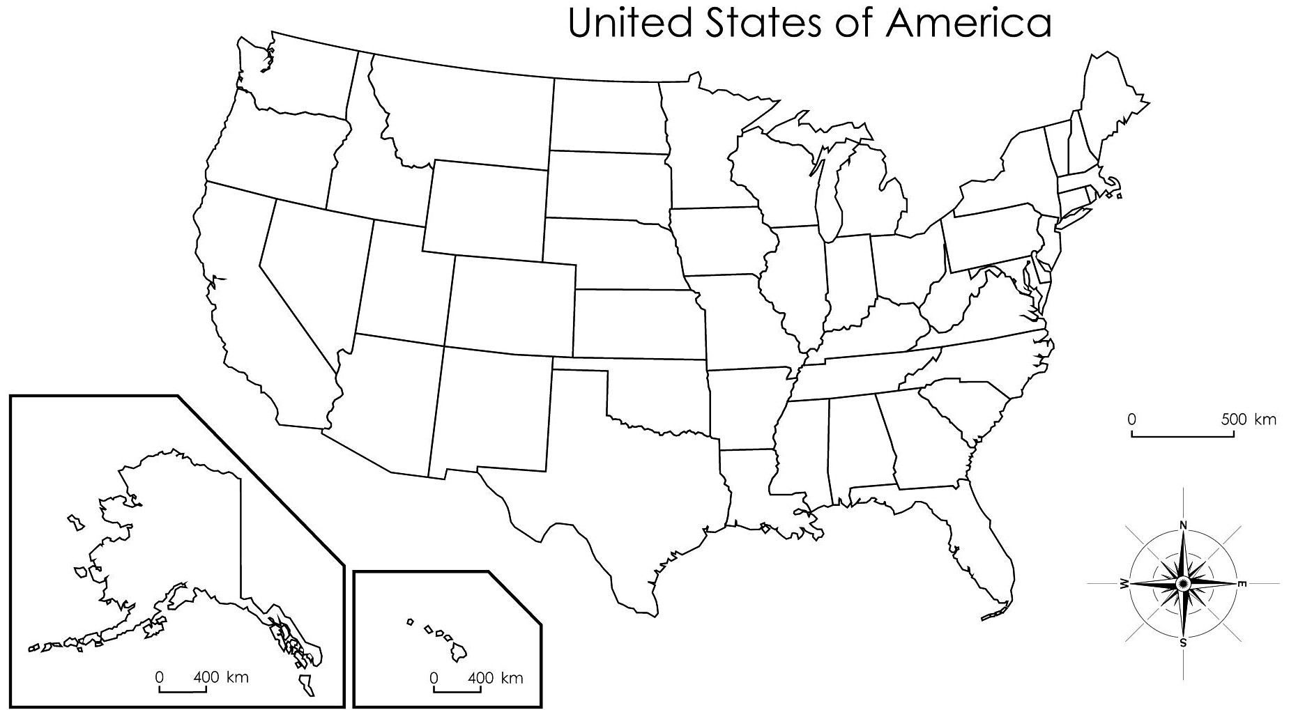 Blank Printable US Map With States Cities