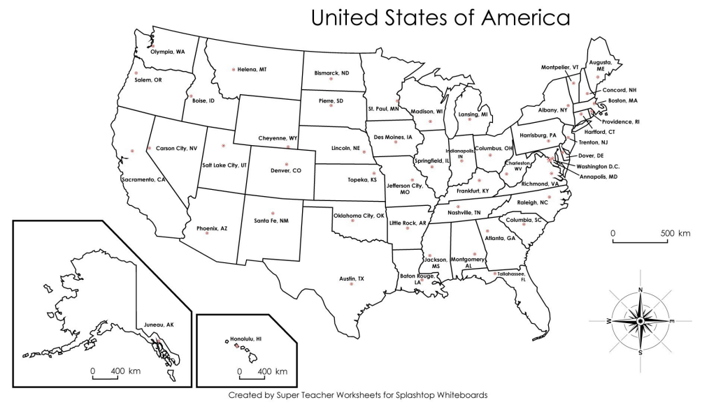 Blank States And Capitals Map Printable Map