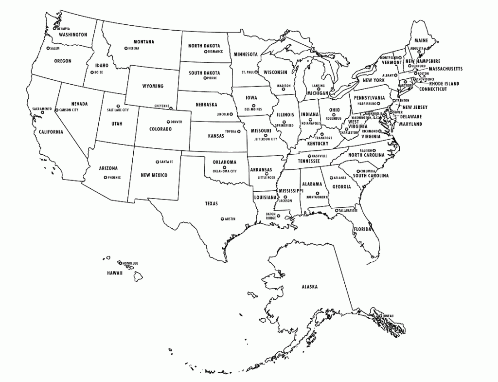 Blank Us Map With Capitals Printable Free Printable Maps