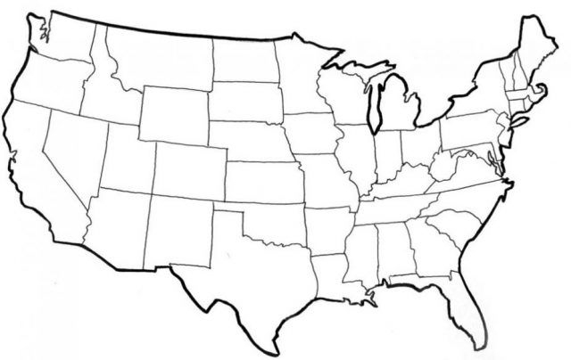 Image Result For Printable Us Map With State Borders United States 