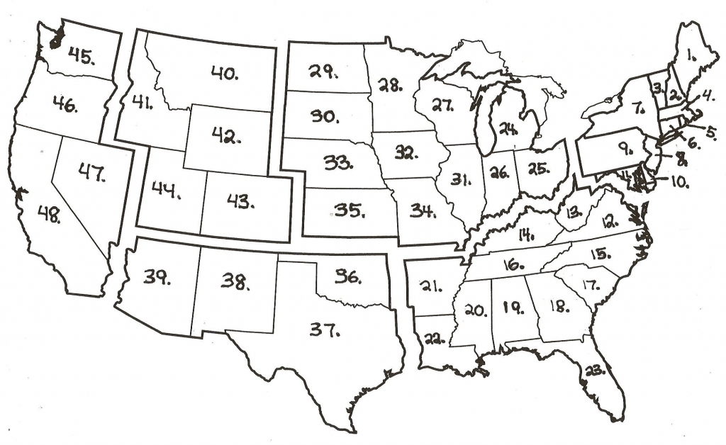 Numbered Us Map United States Quiz New Blank With Blank Us Map 