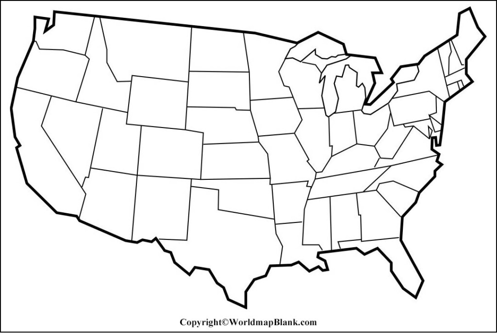 Printable Blank Map Of USA Outline Transparent PNG Map