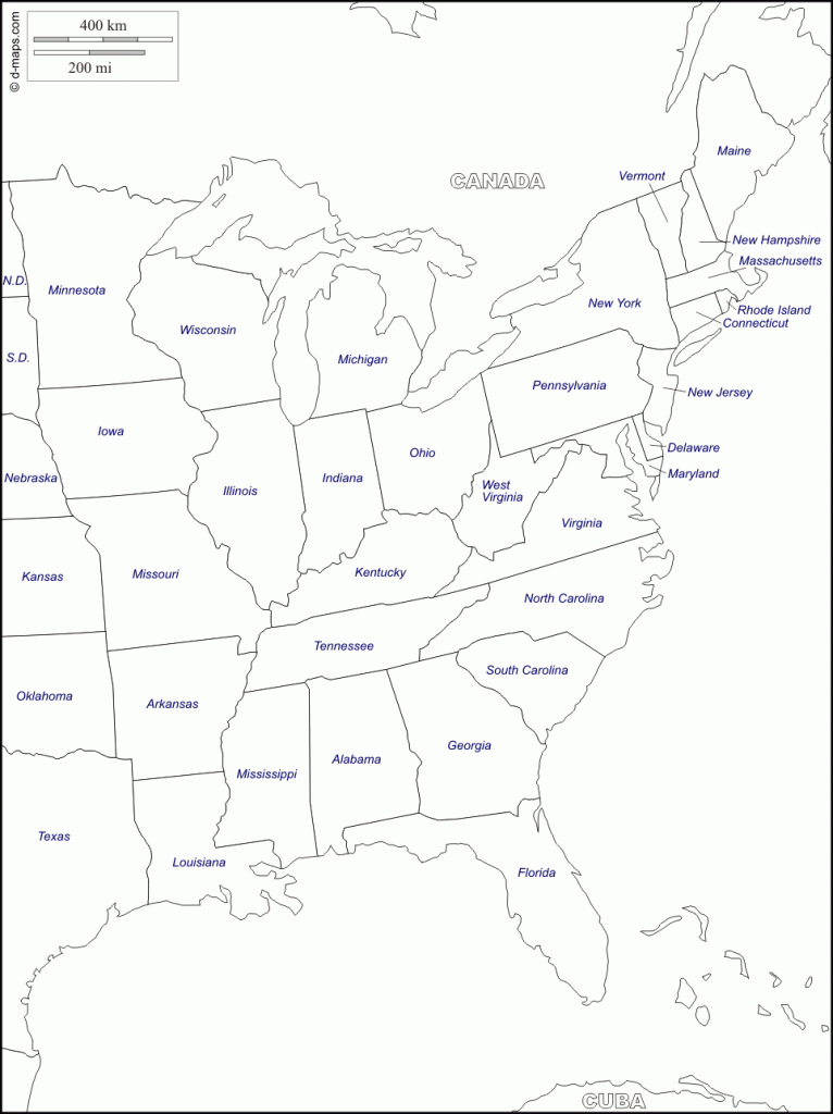 Printable Outline Map Of Eastern United States Printable US Maps