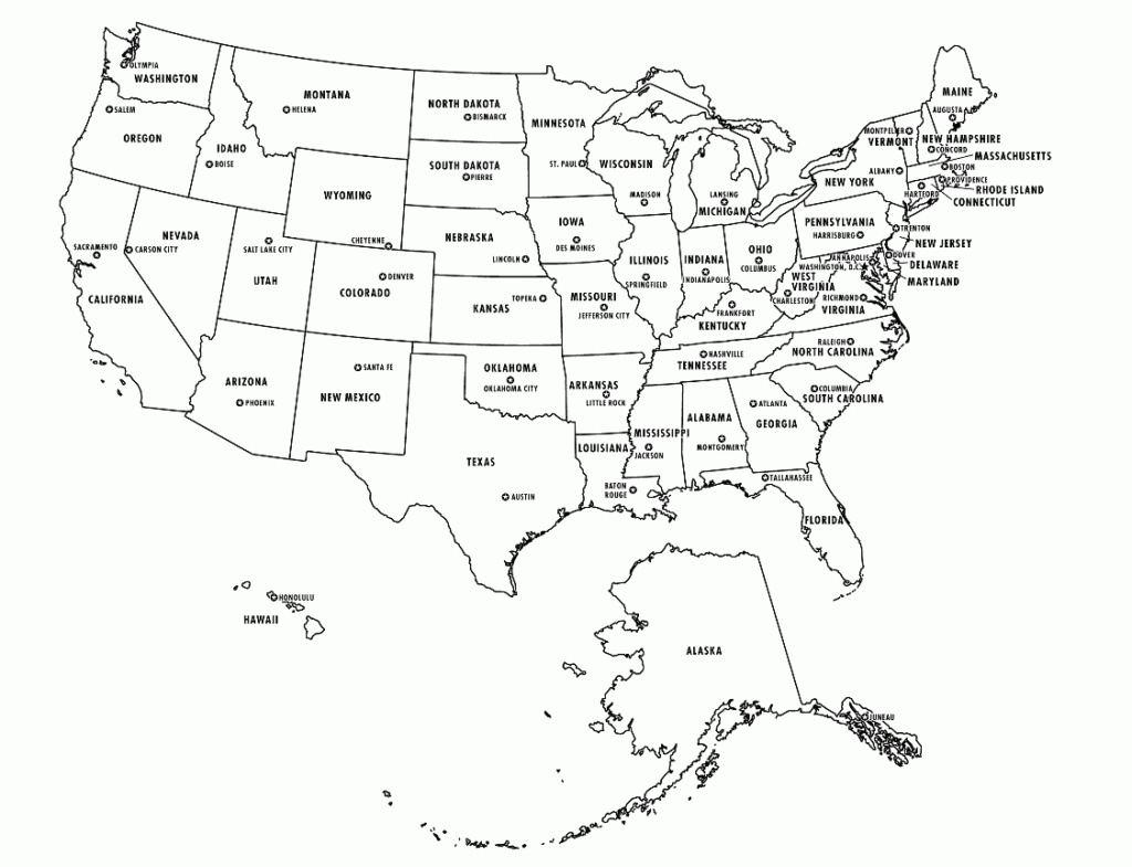 States Caps B W States And Capitals State Capitals Map United 