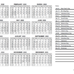 2022 Yearly Calendar PDF Free Printable Templates