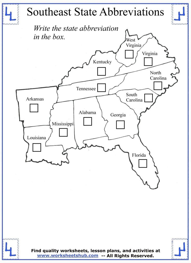 4th Grade Social Studies Southeast State Abbreviations Social Studies 