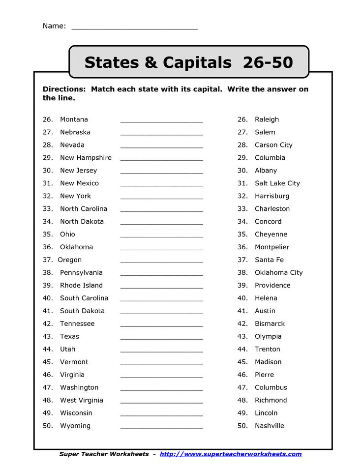 50 States Capitals List Printable States And Capitals State Capitals 