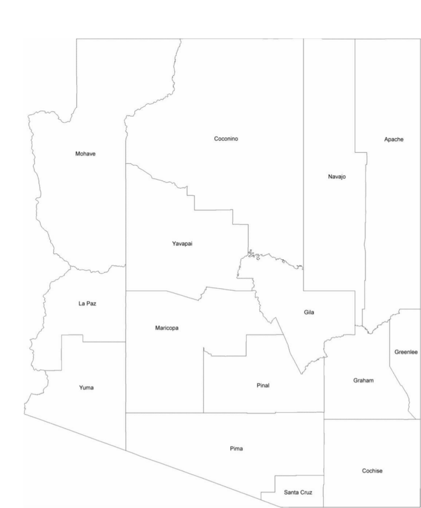 Arizona County Map With County Names Free Download