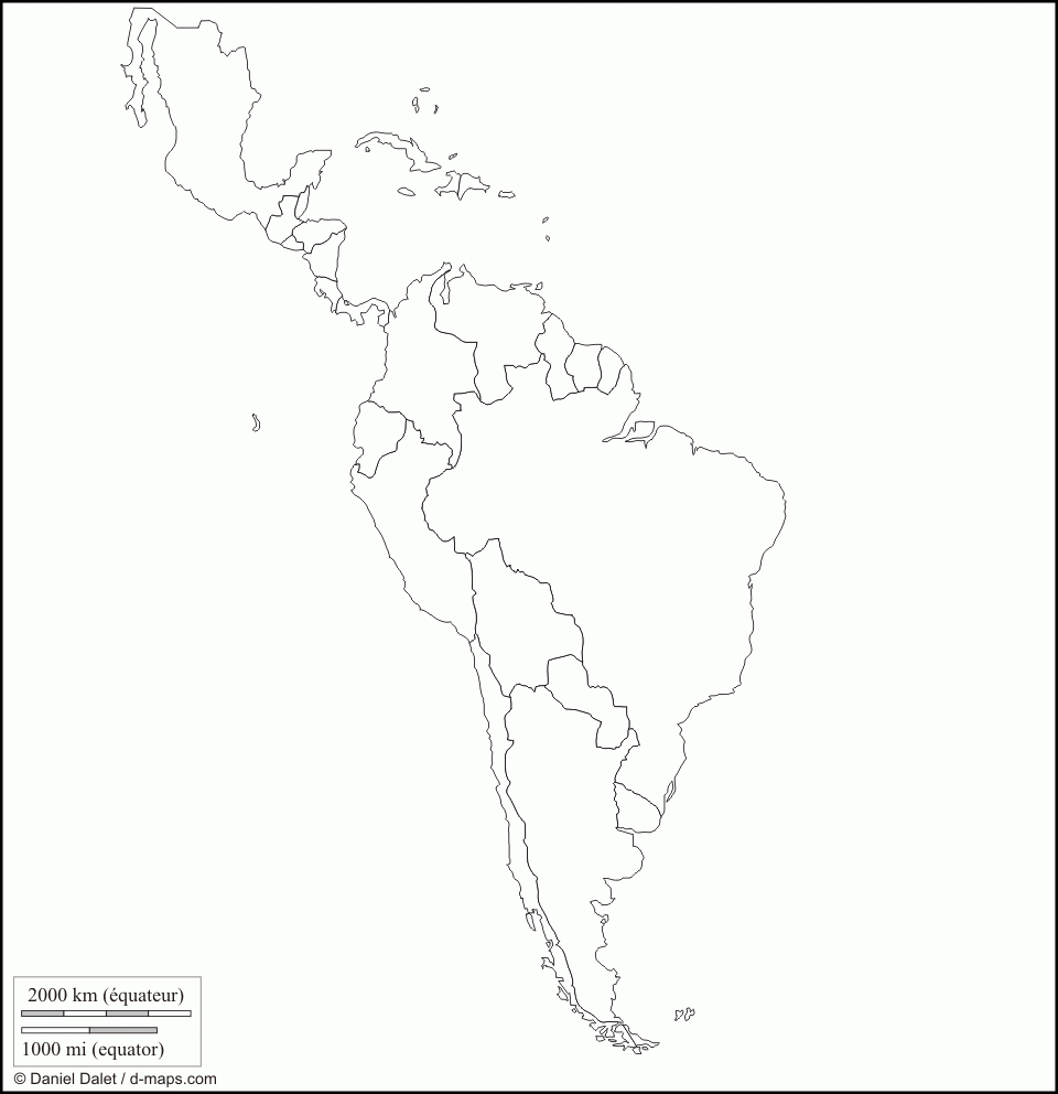 Blank Map Of Mexico Central And South America