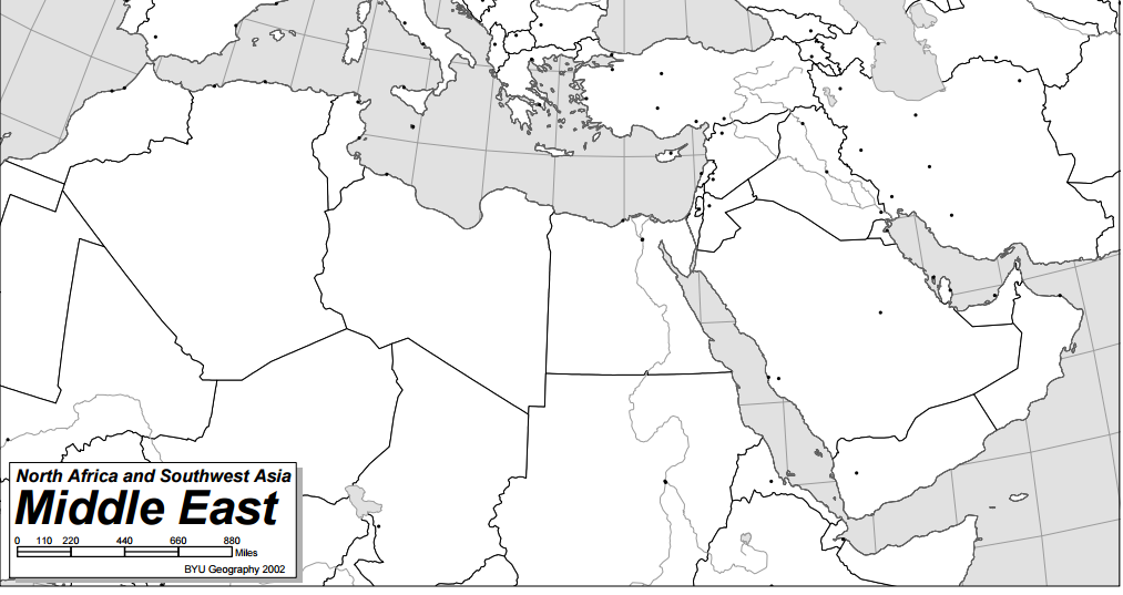 Blank Map Of The Middle East And North Africa Aldaad Arabic Culture 