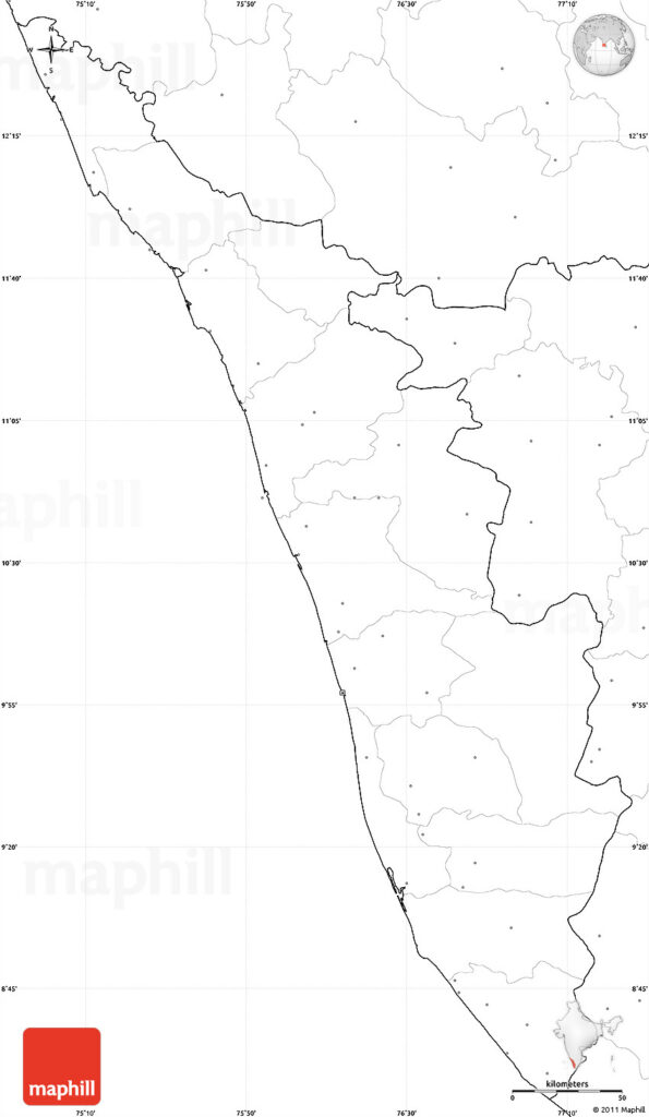 Blank Simple Map Of Kerala No Labels