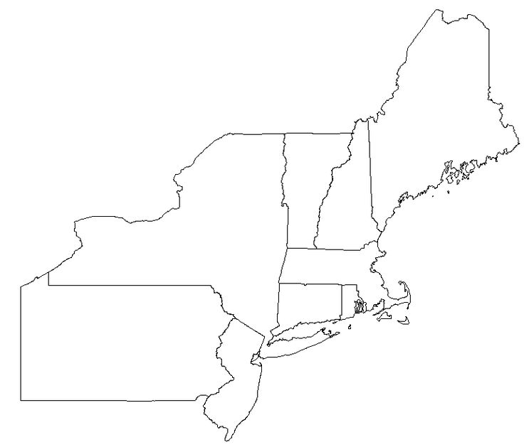 Blank Us Northeast Region Map Usa Map North East Coast Northeast Us 