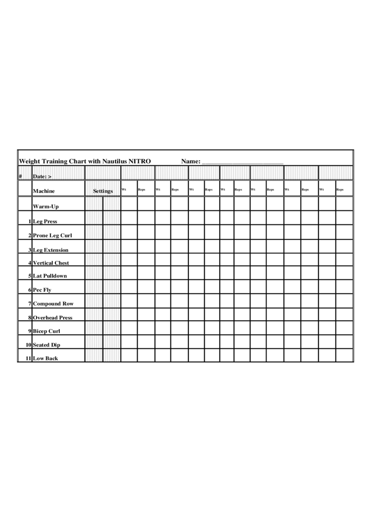 Blank Workout Chart Template Edit Fill Sign Online Handypdf