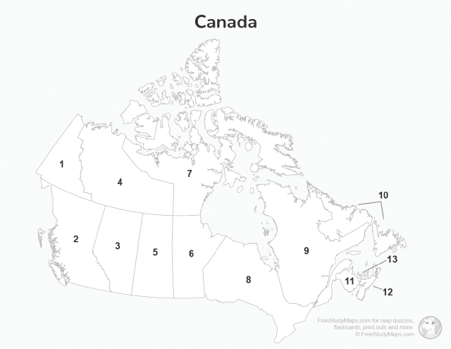 Canada Map Quiz Print Out Key Free Study Maps