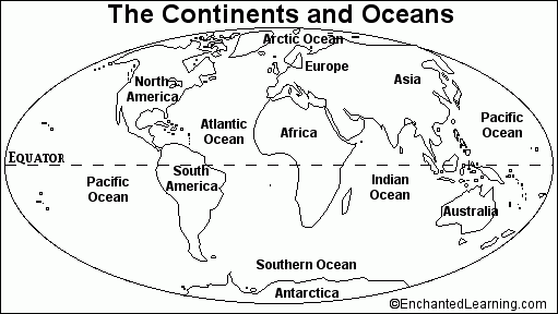 Continents And Oceans Quiz Printout EnchantedLearning