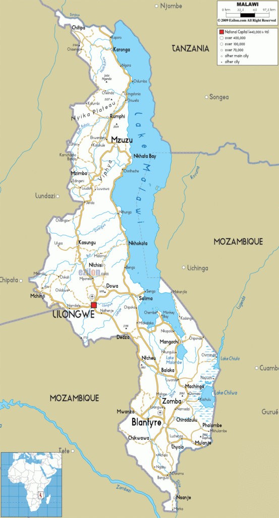 Detailed Clear Large Road Map Of Malawi Ezilon Maps