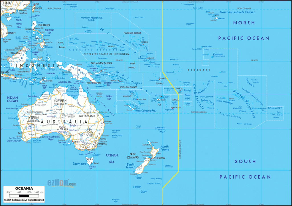 Detailed Clear Large Road Map Of Oceania Ezilon Maps