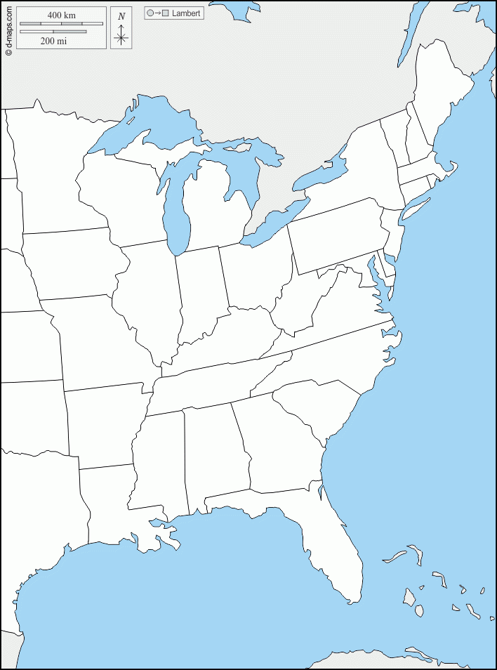 East Coast Of The United States Free Map Free Blank Map Free Outline 