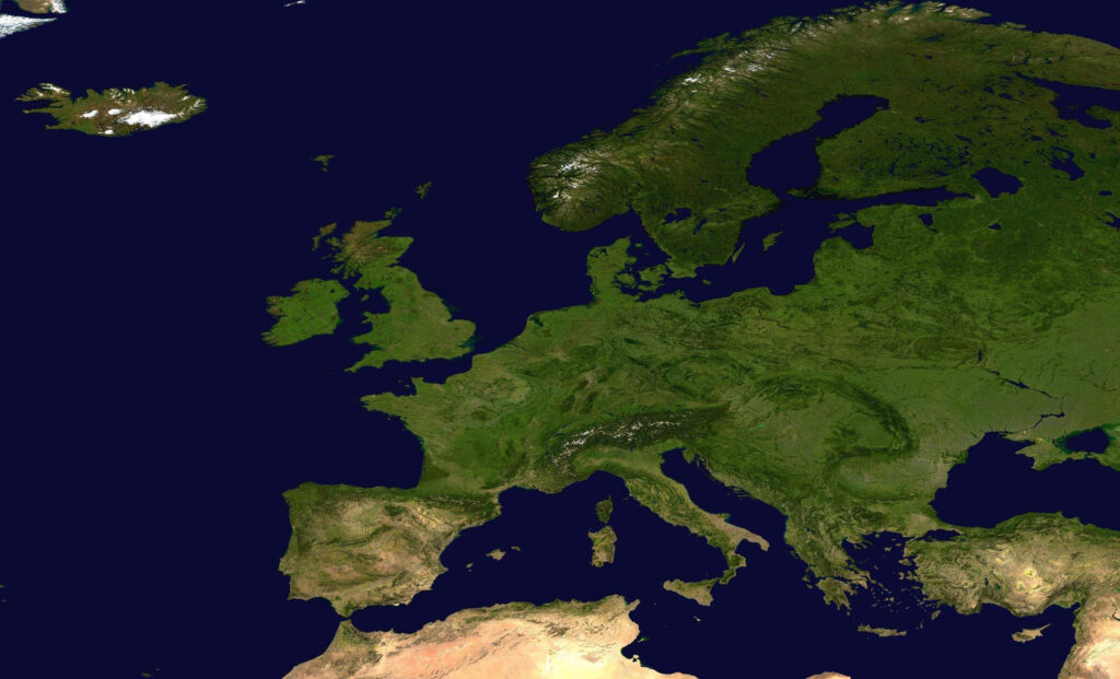 Europe Nasa Satellite Mapsof