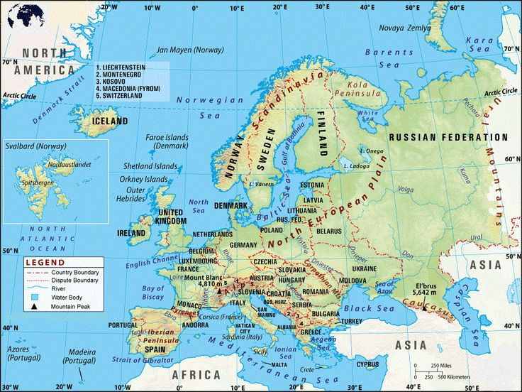 Free Printable Labeled Map Of Europe Physical Template PDF In 2021 