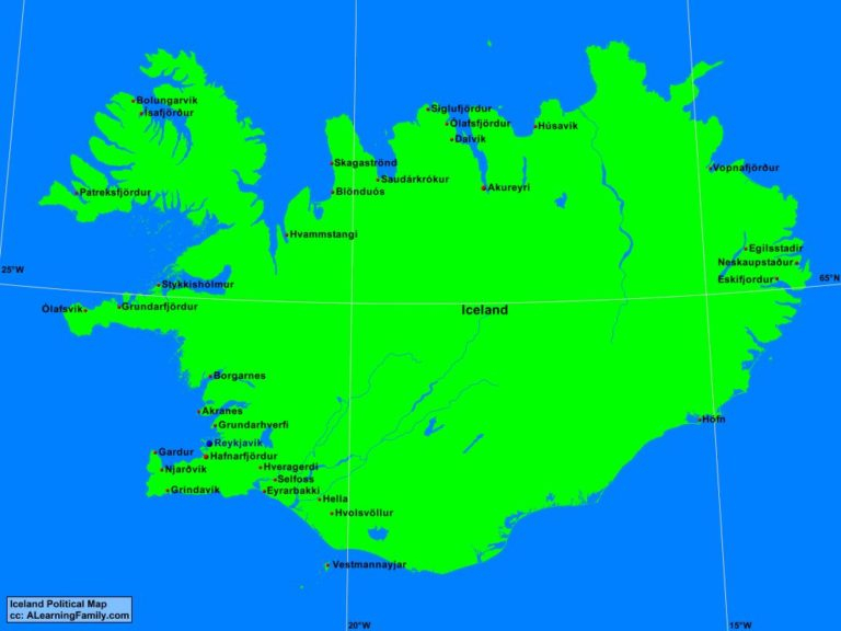 Iceland Political Map A Learning Family