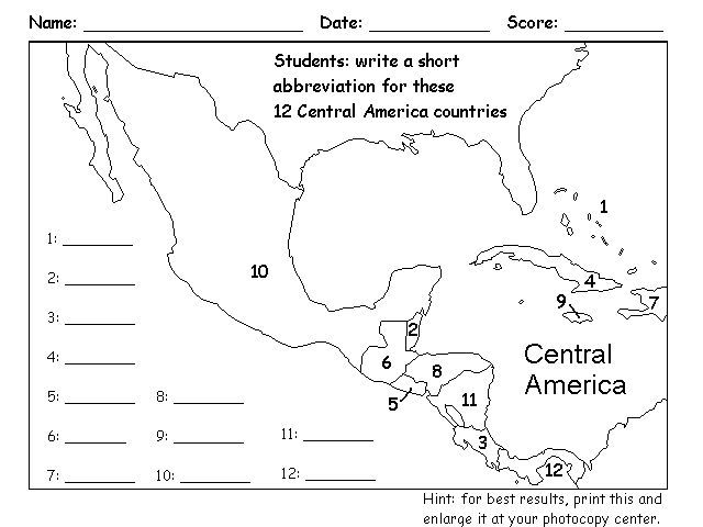 Image Result For Numbered Central America Map Latin America Map 