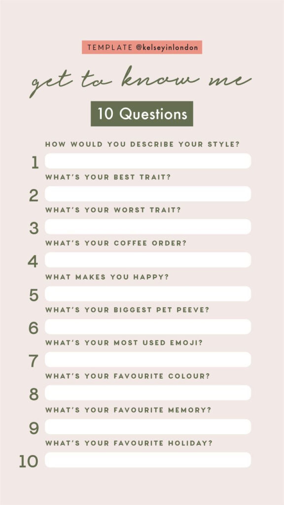 Instagram Story Template Get To Know Me About Me Template 