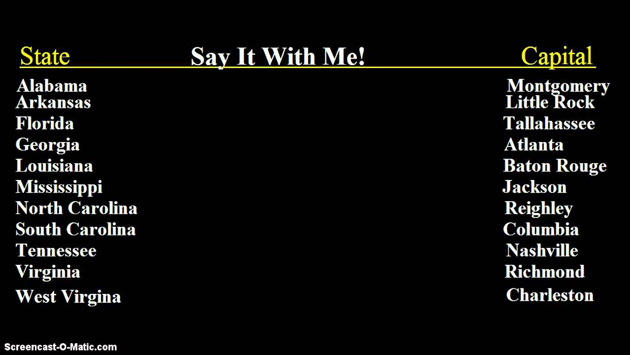 Learning Southeast States Capitals YouTube