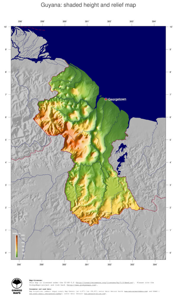 Map Guyana GinkgoMaps Continent South America Region Guyana