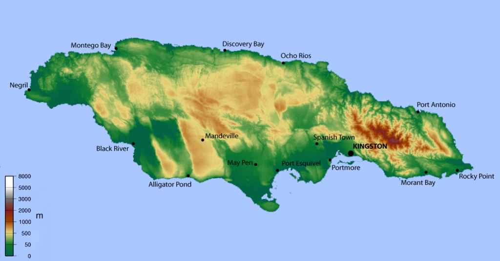 Map Of Jamaica Topographic Map Worldofmaps Online Maps And 