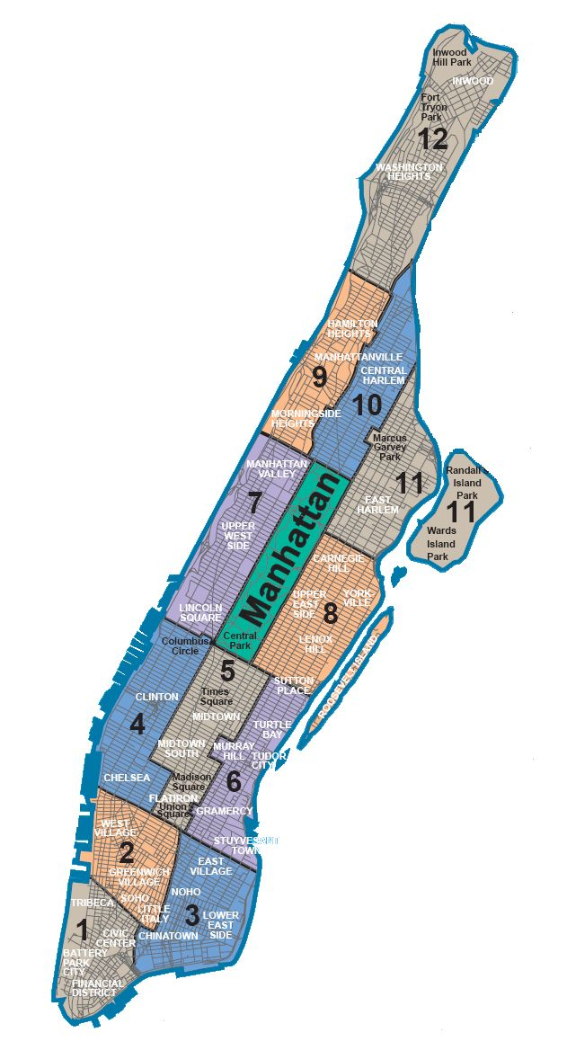 Map Of Manhattan Neighborhoods Quarters New York City Map Nyc Map