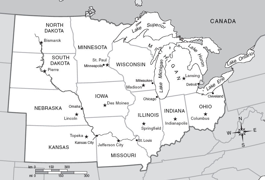 Midwest Region States And Capitals Blank Map 2024 Us Map Printable Blank