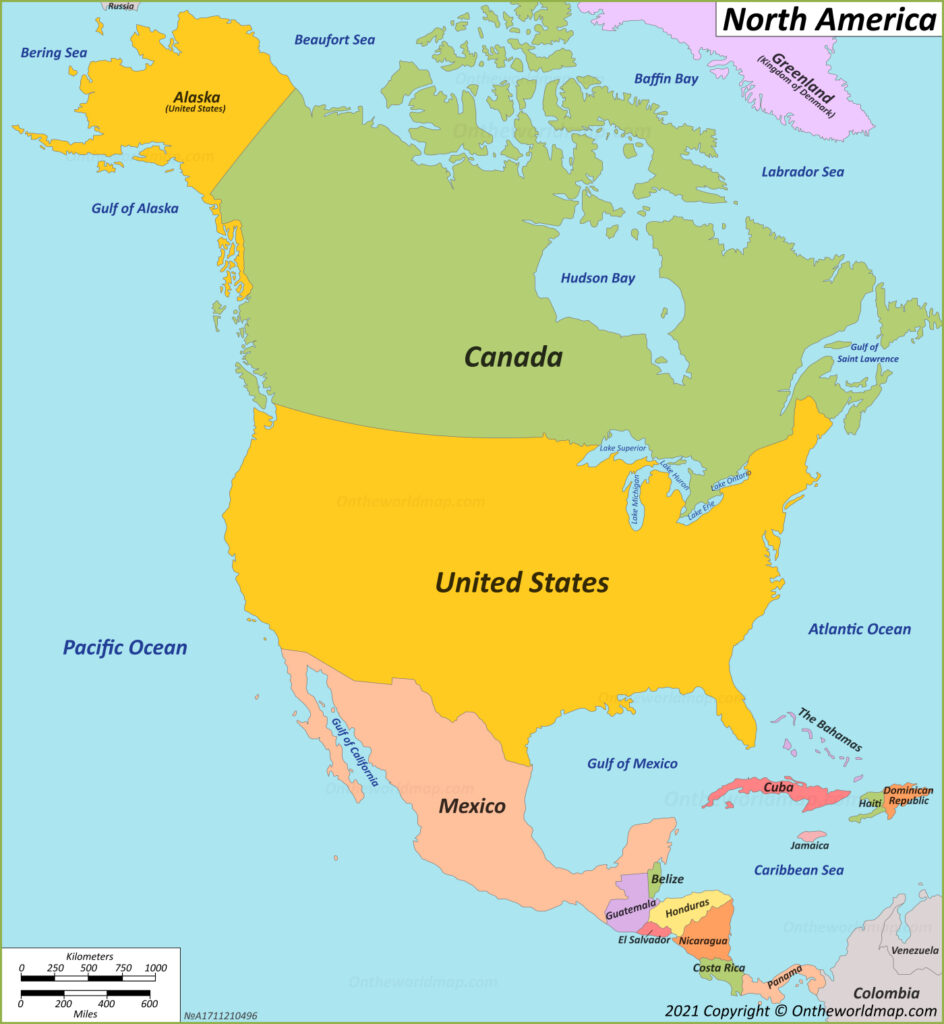 North America Map Countries Of North America Maps Of North America