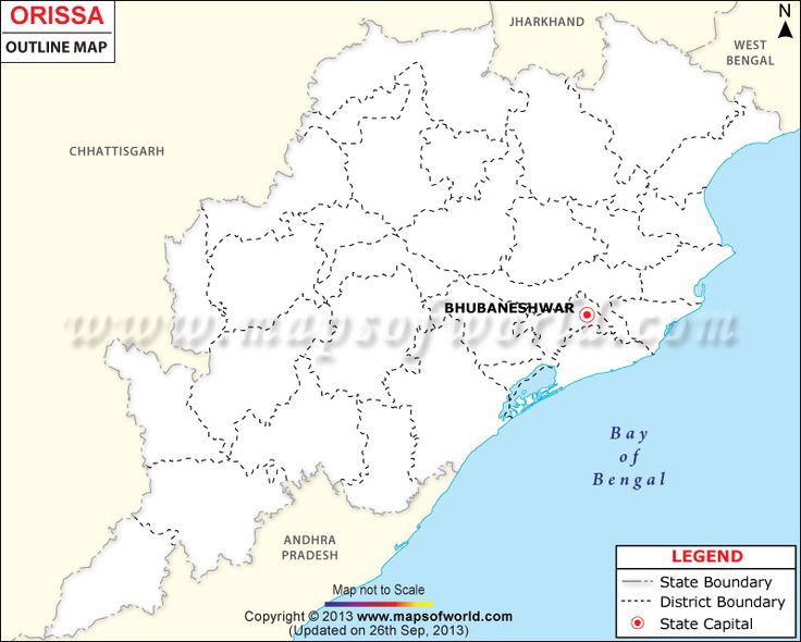 Orissa Outline Map Map Outline India Map