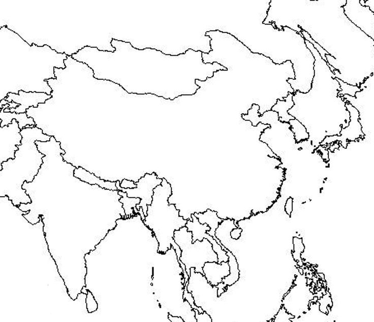 Outline Map Of Asia And Middle East Free Printable Coloring Page For 