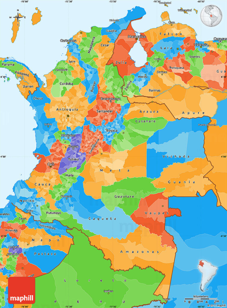 Political Simple Map Of Colombia