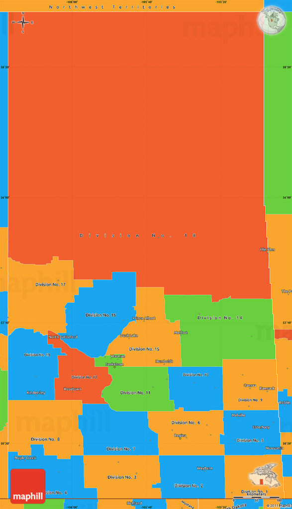 Political Simple Map Of Saskatchewan