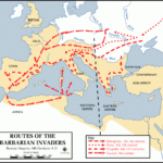 Routes Of The Barbarian Invaders 5th Century