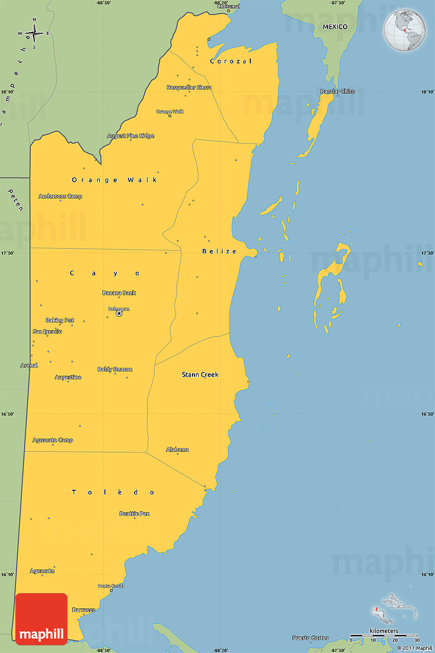 Savanna Style Simple Map Of Belize