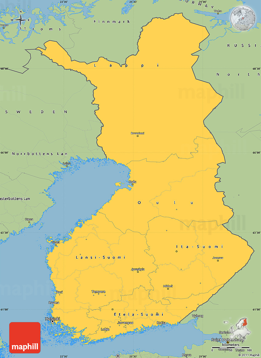 Savanna Style Simple Map Of Finland