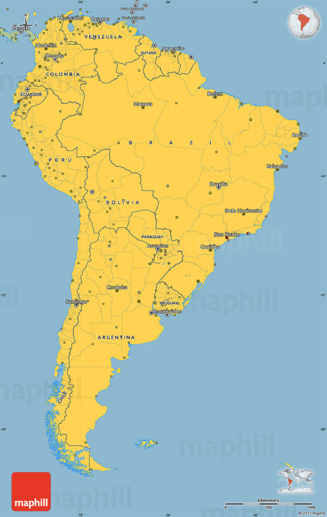 Savanna Style Simple Map Of South America