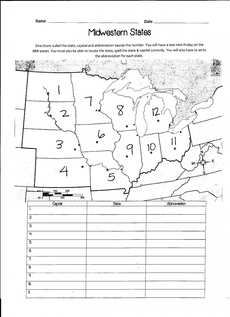 State Capitals Map Quiz Printable Of Us States With Capitols Capital 